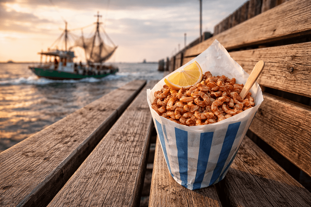 Frische Nordseekrabben zum Selberpulen an der Alten Liebe in Cuxhaven.